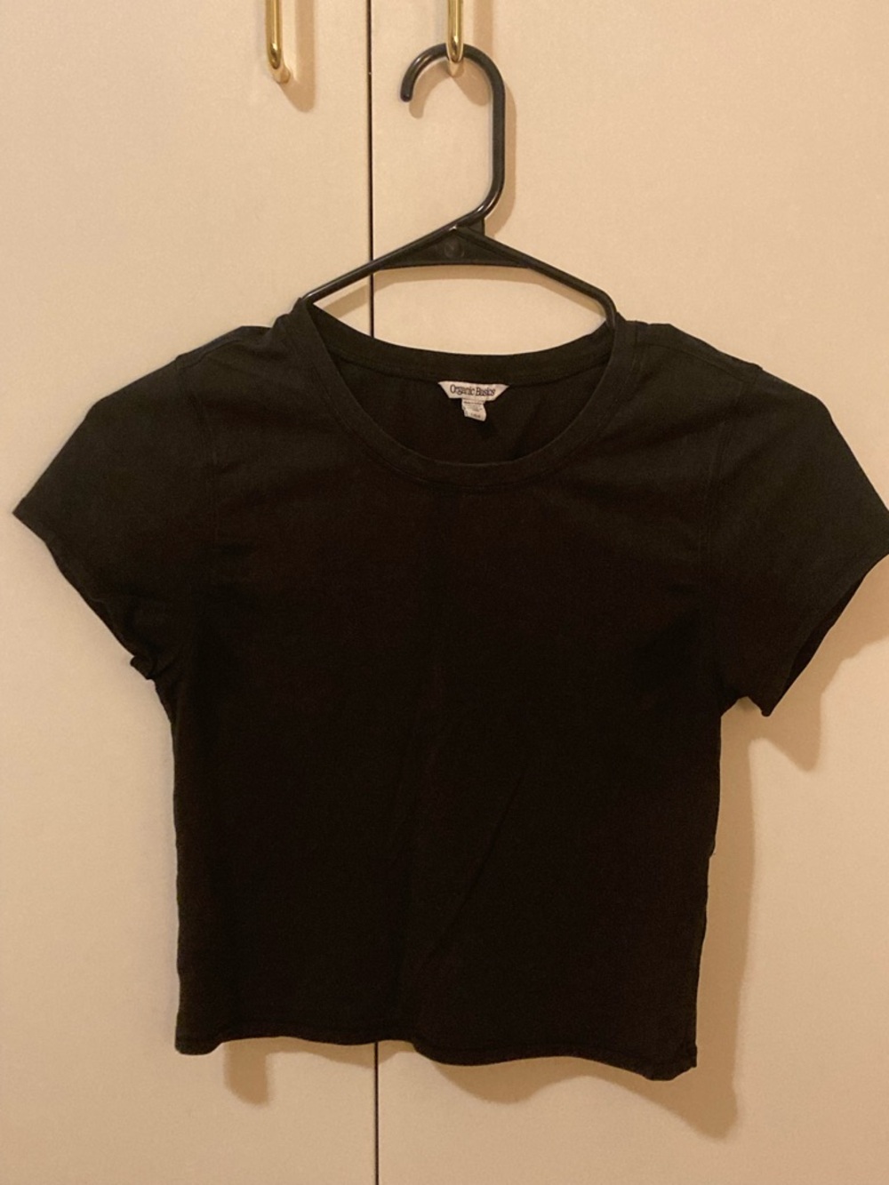 Organic Basics Black Short Sleeve Crewneck Crop Tee